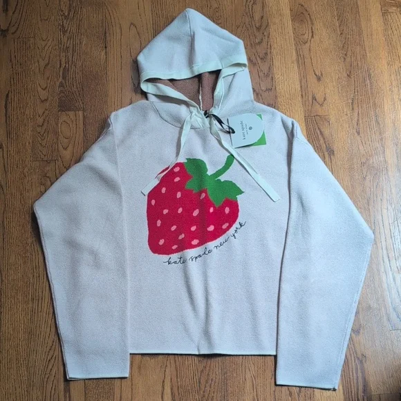 NWT Kate Spade Strawberry Hooded Sweatshirt Women's Hoodie Target Collab - Picture 3 of 7